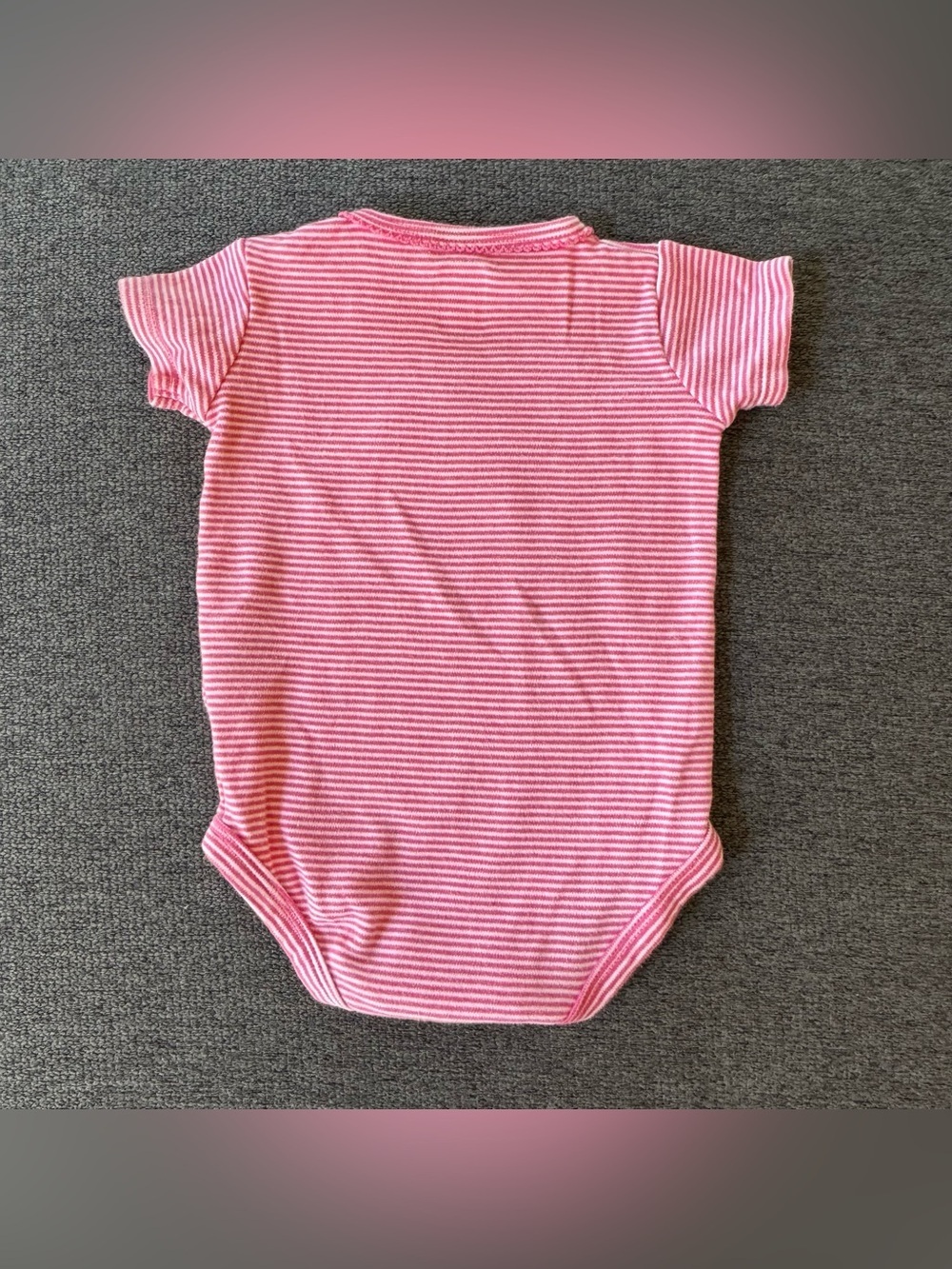 Y2K Carter's Pink Striped Baby Gil’s Onesie Cupcake Appliqué Short Sleeve 6M - Picture 3 of 5
